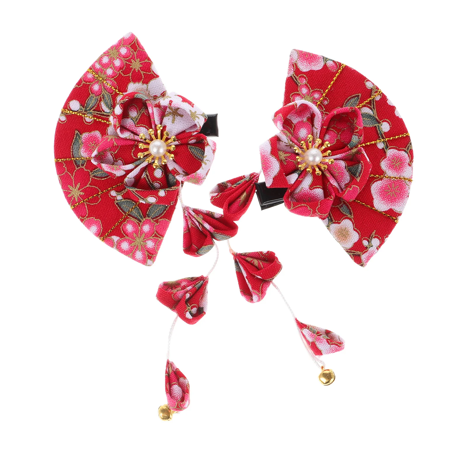 

1 Pair Long Tassel Clip Flower Design Japanese Hair Accessories For Women Teen Wedding Party Photo Shoot Daily Wear Hair