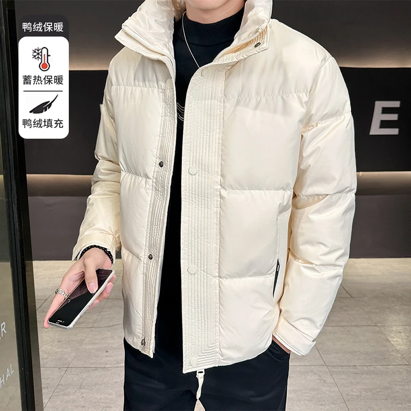 High Quality Men's Stand Collar Duck Down Jackets 2025 Winter Streetwear Windproof Loose Puffer Coats Youth Warm Padded Clothing