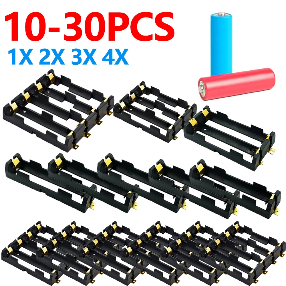 10-30pcs 18650 Battery Holder 18650 SMD Battery Box With Bronze Pins Rechargeable Storage Case Container Battery Clip Holder