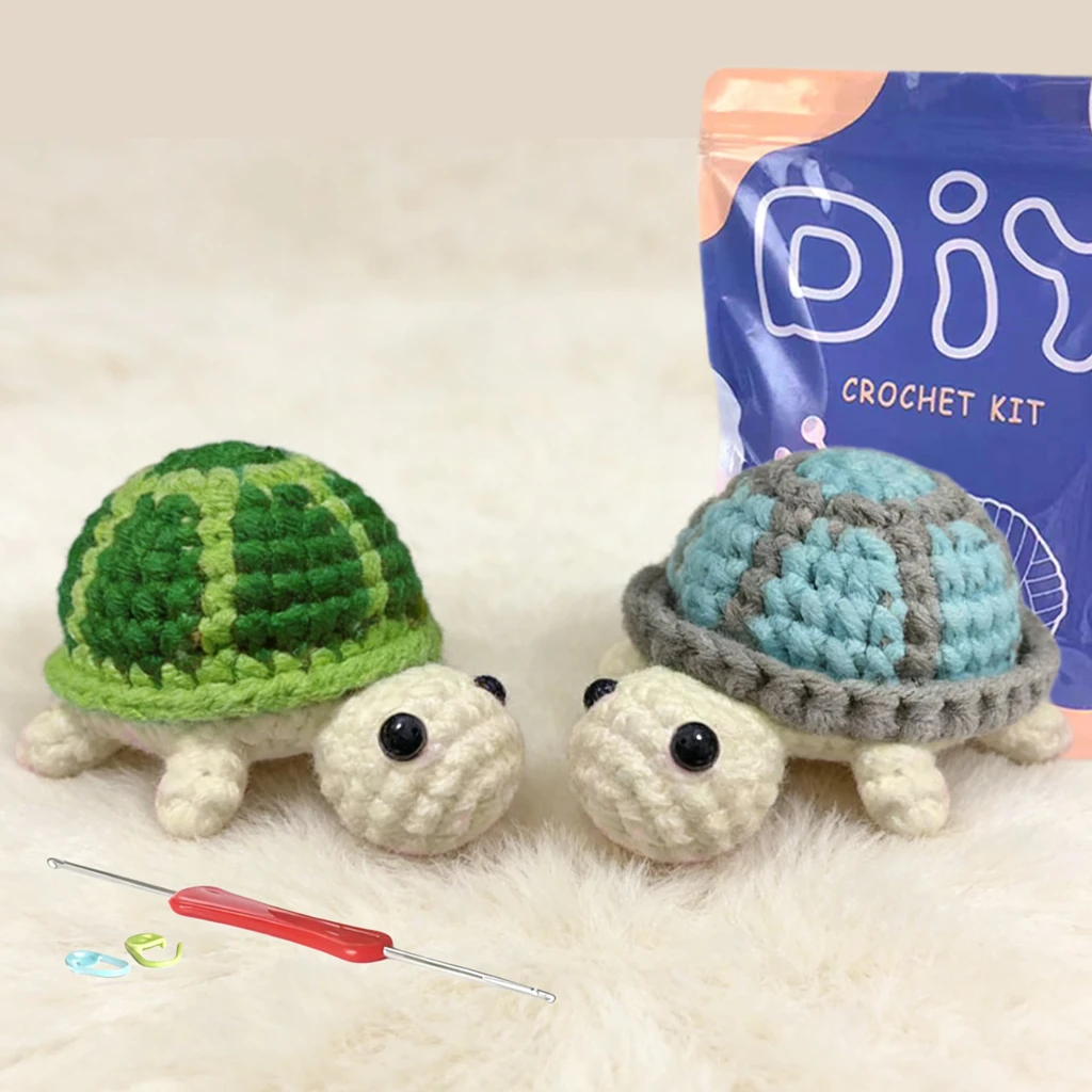 YAMAXIN 2PCS Turtle Crochet Kit for Beginners Crochet Easy Learn to Starter Amigurumi Knitting Kit