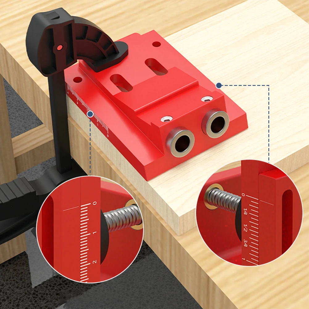 For DIY Furniture 9mm Drill Pocket Hole Jig Adjustable Oblique Hole Locator Self-tightening Clamp Aluminum Alloy