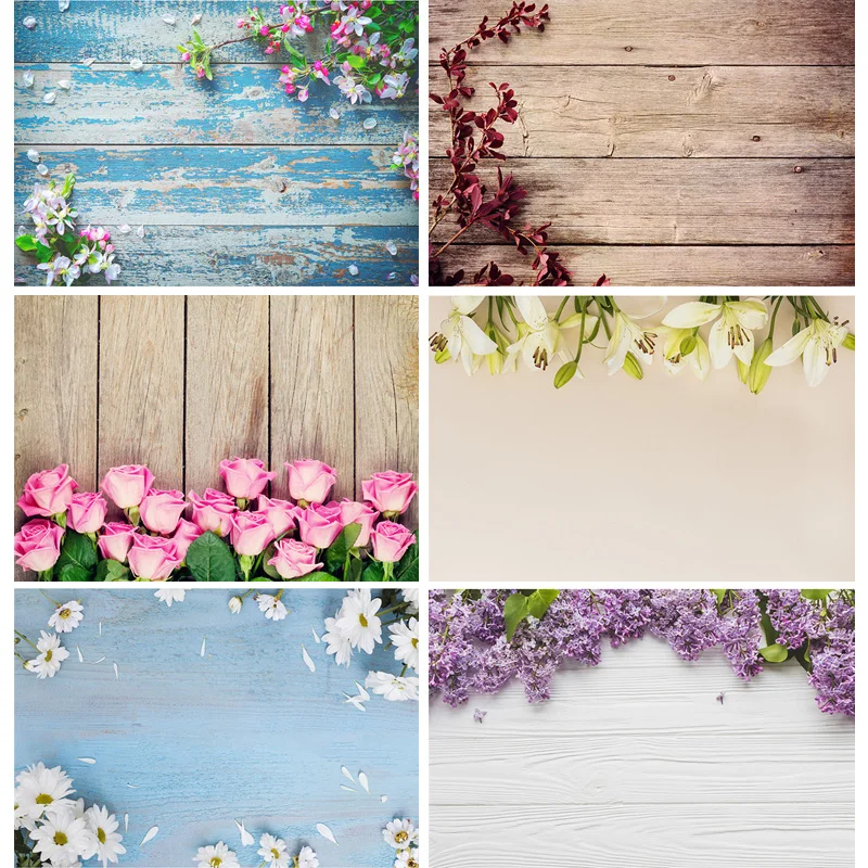 

ZHISUXI Vinyl Custom Photography Backdrops Flower and wood Planks Theme Photography Background DST-1011