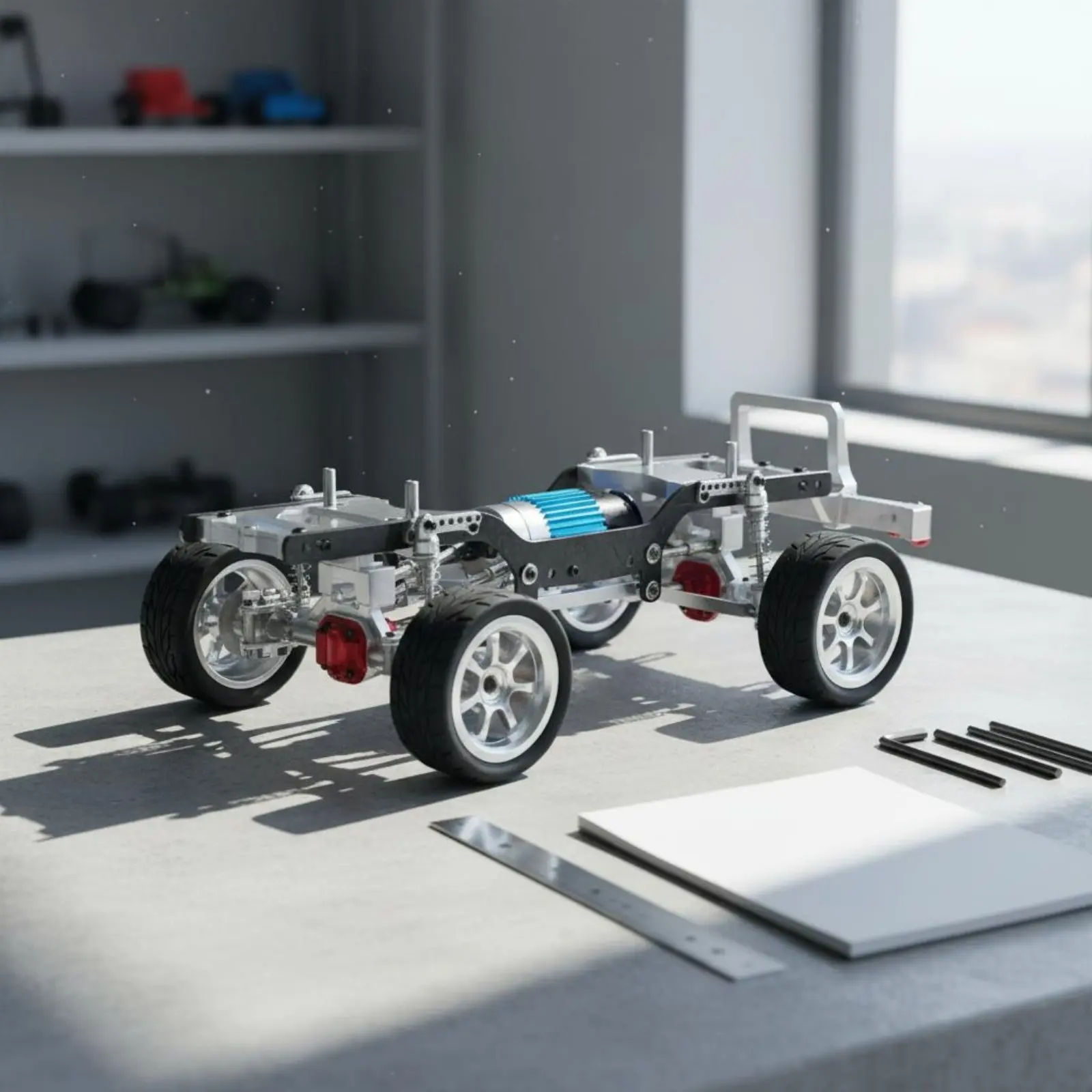 

1/12 Scale Metal RC Chassis Lowers Center of Weight Distribution 1/12 Scale RC Chassis Frame Front and Rear Shaft Assembly Steel