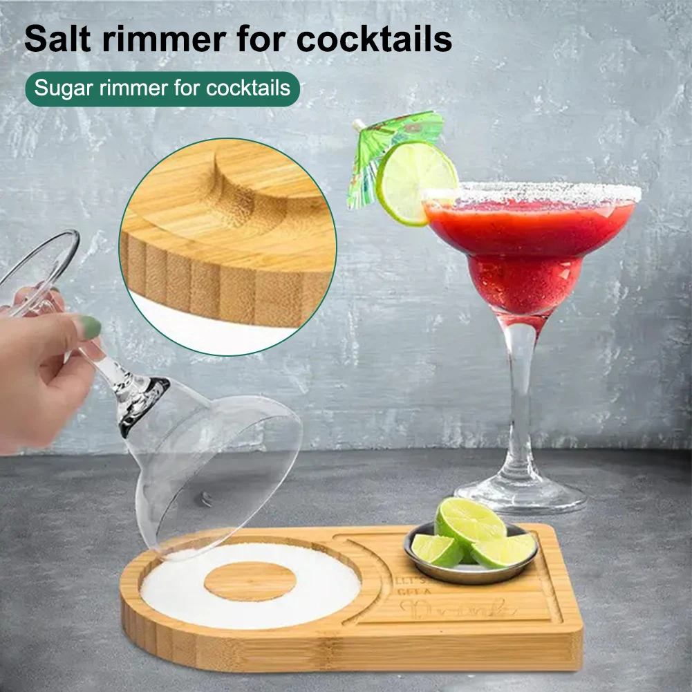 2-in-1 Salt Rimmer for Cocktails With Cutting Board Glass Rimmers For Drinks Bar Accessories Cocktail Set Bartender Kit