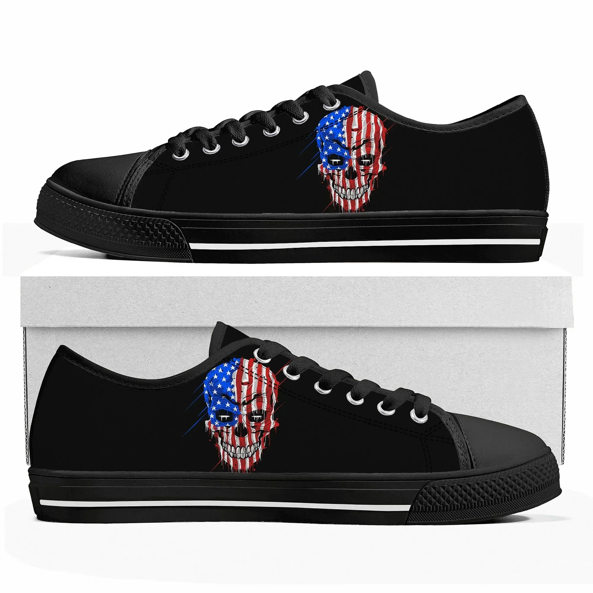 SKull PAisley Gothic Goth Punk Low Top Sneakers Mens Womens Teenager Canvas Sneaker Casual Custom Made Shoes Customize Shoe