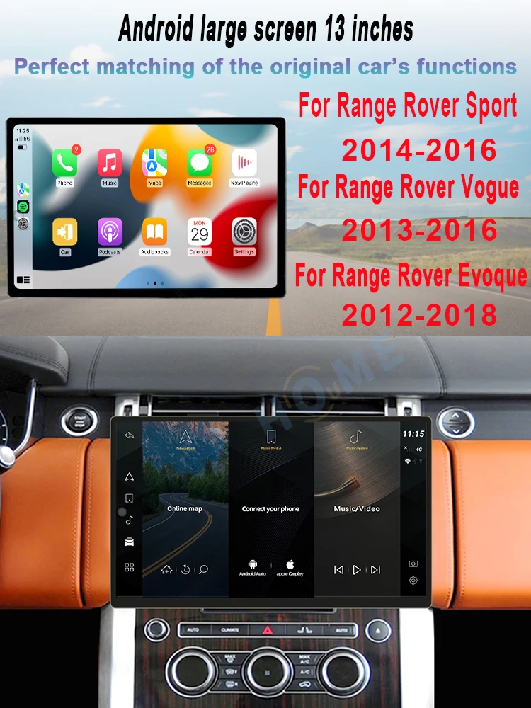 13 inch For Land Rover Range Rover Vogue Sport Evoque Android 12 Multimedia Player GPS Radio Carplay Auto Original Car OEM Menu