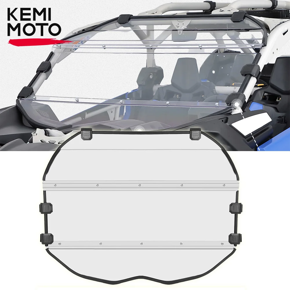 

KEMIMOTO Front Full Windshield for Can-Am Maverick X3 Max R RR 4x4 XMR XDS Turbo DPS UTV Clear PC Combination Windscreen