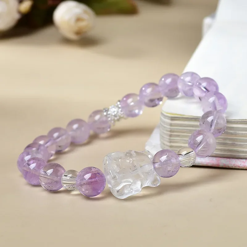 

Natural Amethyst White Crystal Nine-tailed Fox Fashion Niche Design Bracelet Lucky Light Luxury Bracelet