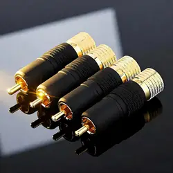 4pcs Preffair 24K Gold Plated RCA Plug Screw Locking  Connector Audio Cable Speaker Connector Lockable Adjustable