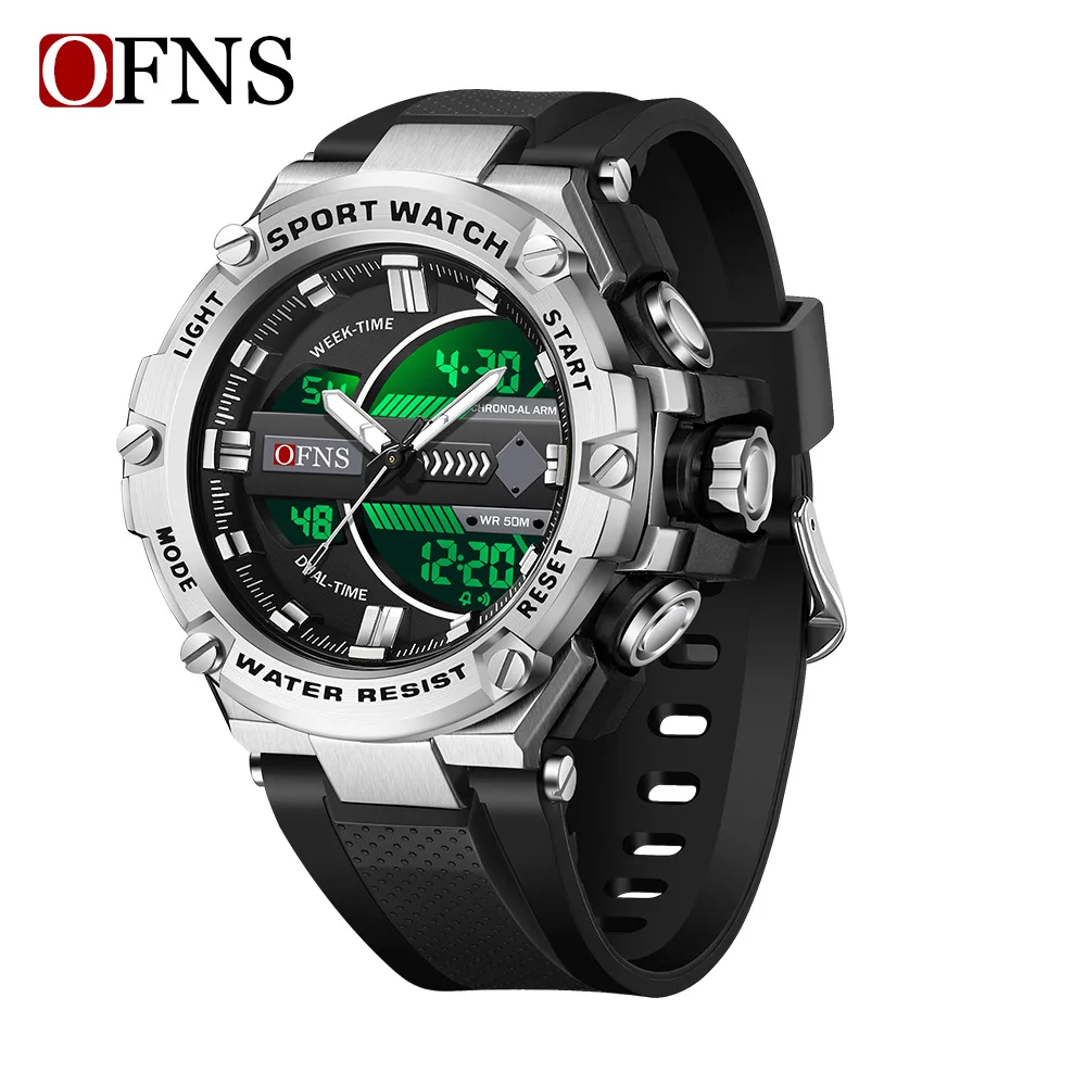 OFNS foreign trade hot sale electronic watch dual display multi-function sports watch alarm clock waterproof trend student watch