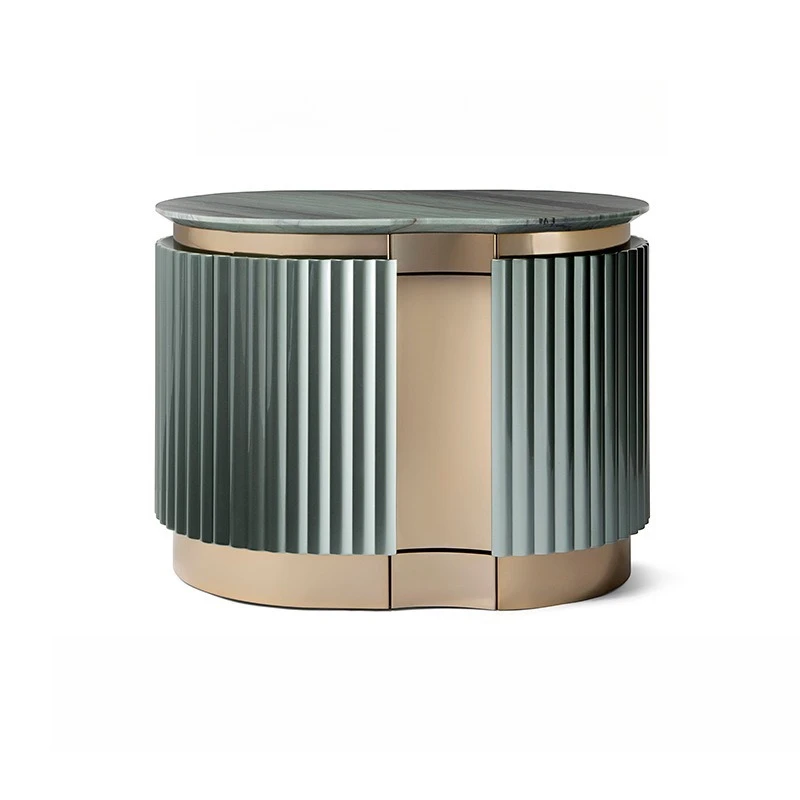 Bedside table, soft bag master bedroom bed with high-end modern marble side cabinet storage cabinet