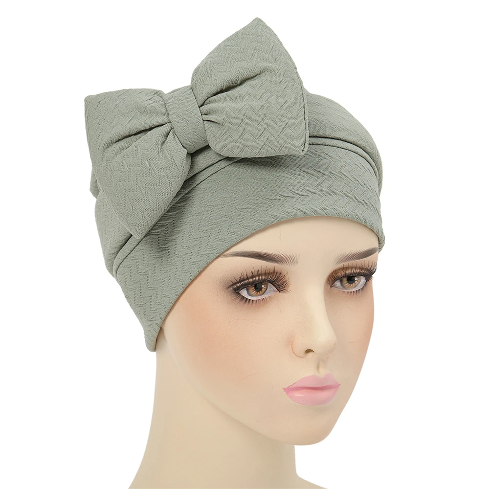 Bonnet de turbante com grande arco para mulheres, boné de quimioterapia, hijab muçulmano, lenço, chapéu de perda de cabelo, bandanas largas, bandana, turbante para mulheres