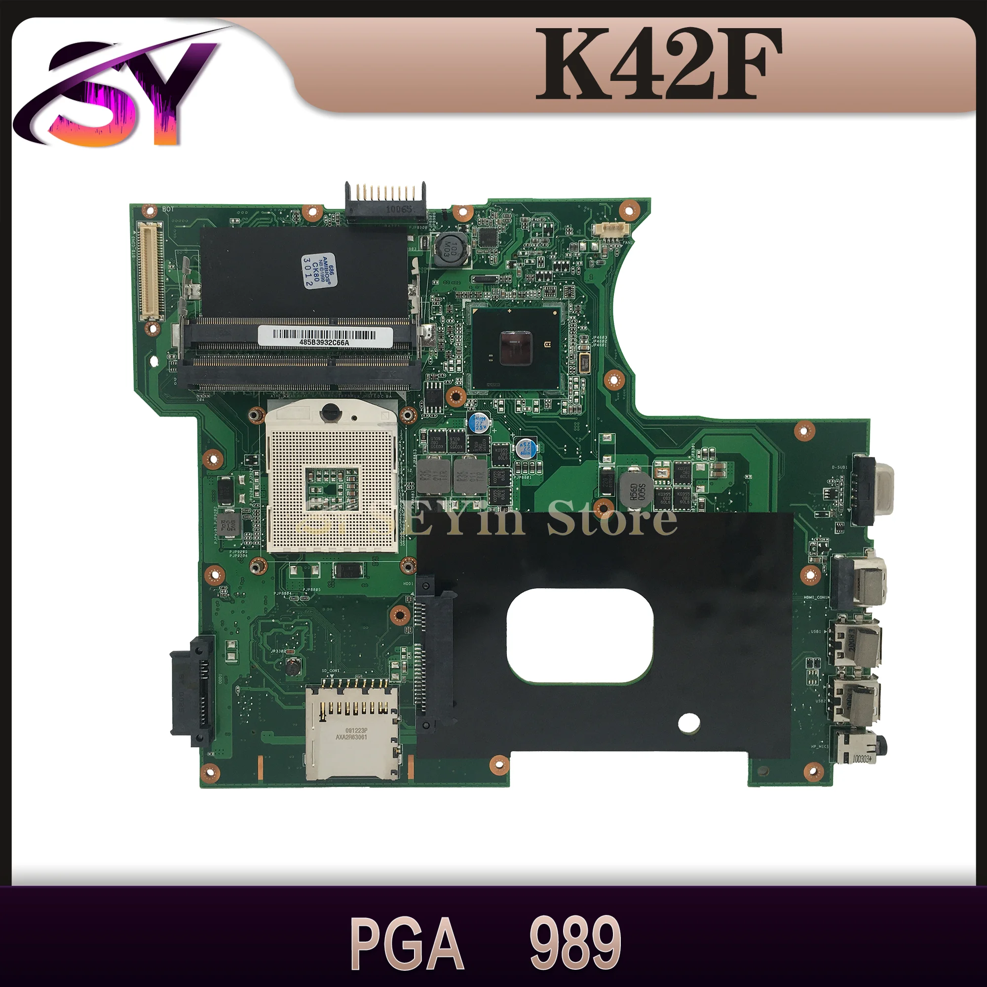 

Notebook K42F Mainboard For ASUS X42F U42F A42F P42F Laptop Motherboard HM55 PGA-989 Main Board 100% Test OK