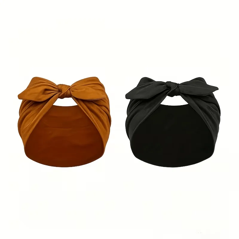 2pcs Bohemian Style Bow Headband Headband, Women's Soft Elastic Wide Headband, anti Slip Elastic Headband