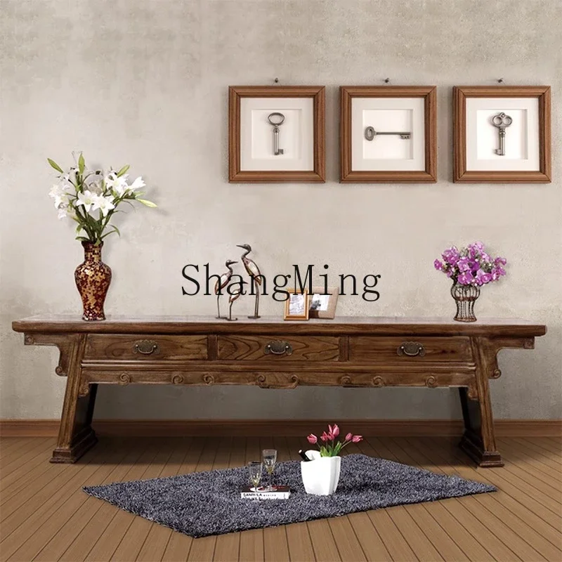 

SM solid wood TV cabinet simple living room coffee table furniture set combination small apartment TV cabinet