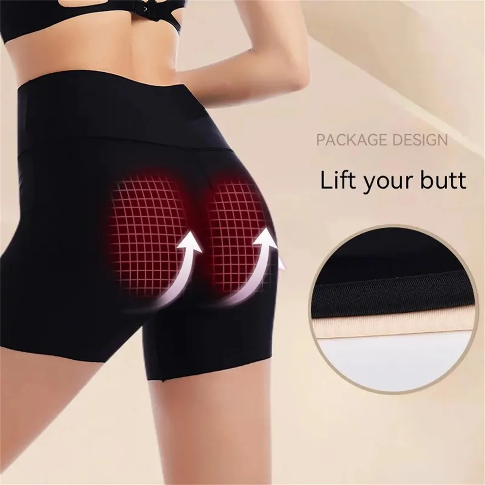 Women High Waist Panties Safety Short Pants Anti Exposure Underwear Corset Pants M L XL Black Skin Ice Silk Traceless Shorts