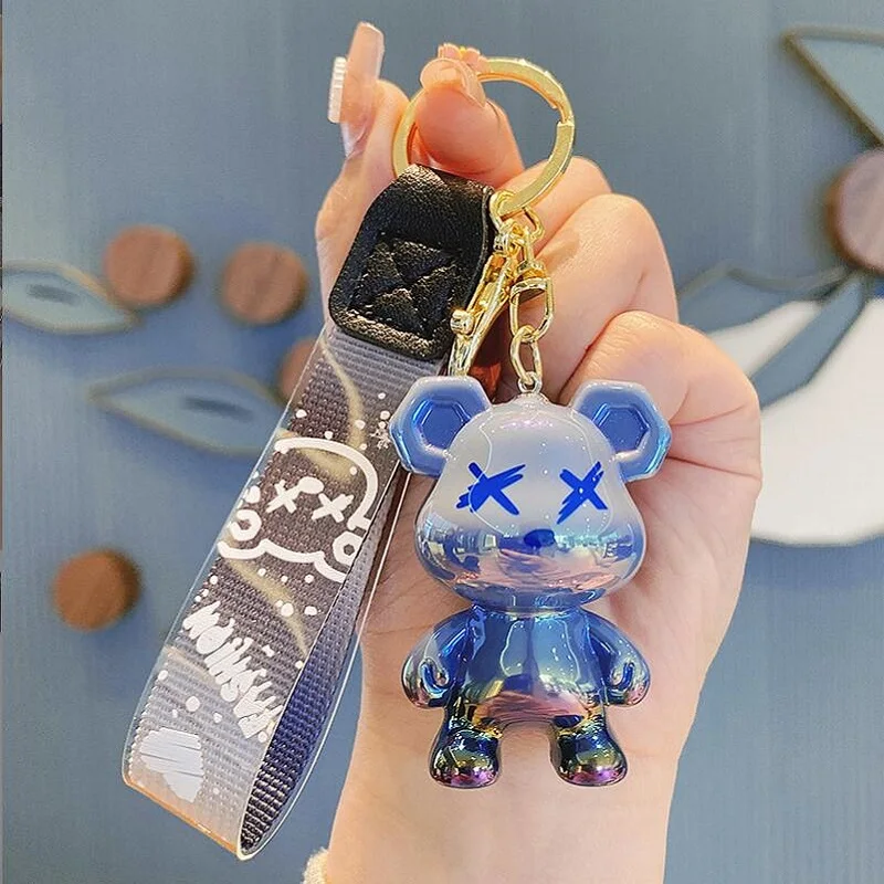 Cute Bear Keychain With Strap The Best Car Key Keyring Animal Bag Backpack Key Chain Charm Pendant Accessory Gift For Friend