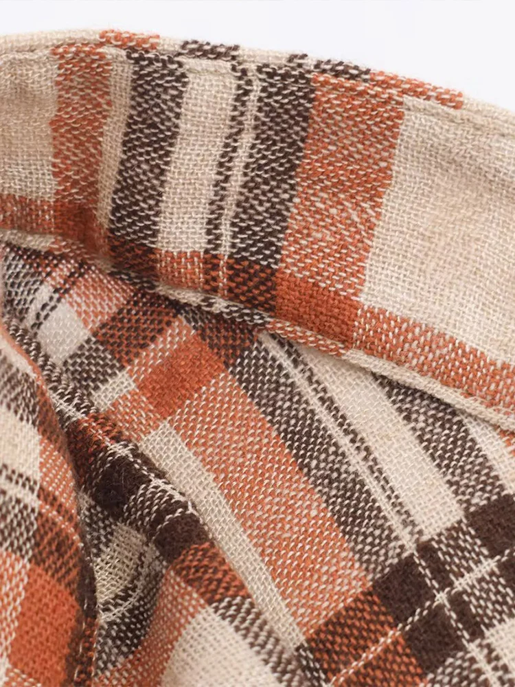 新しいヨーロッパスタイルのレディースファッション、多用途でエレガント、シンプルなデザイン、ミッドウエスト、チェック柄のミディスカート。