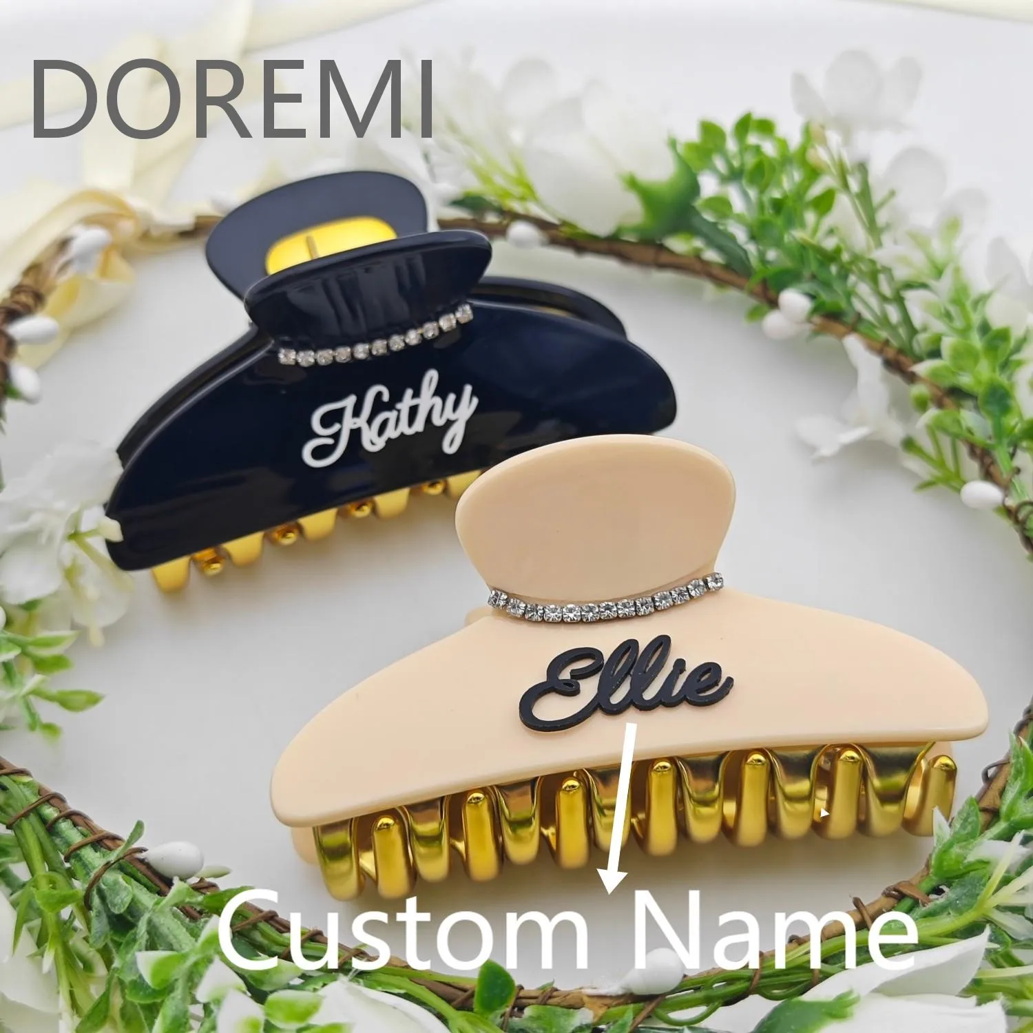 DOREMI Cursive Name 3d Effect Letters Name Hairclip Personalized Jewelry Multi Colors Custom Hairclaw
