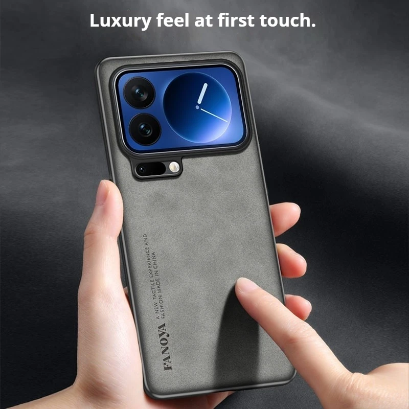 حافظة لهاتف Xiaomi 17 Pro Max 17Pro مصنوعة من جلد البولي يوريثان اللامع ومضادة للصدمات وغطاء خلفي مقاوم للصدمات من البلاستيك الصلب