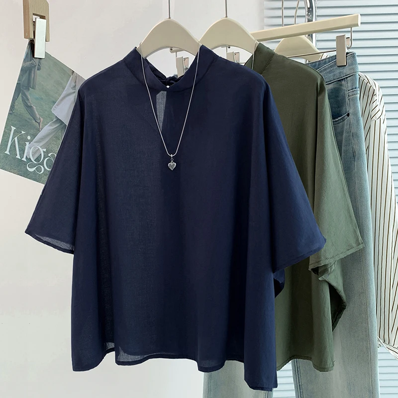 

Summer 2026 Women's Slimming Loose Cotton Linen Base Shirt Lightweight Sun Protection Top Comfortable Artistic Style Fashion