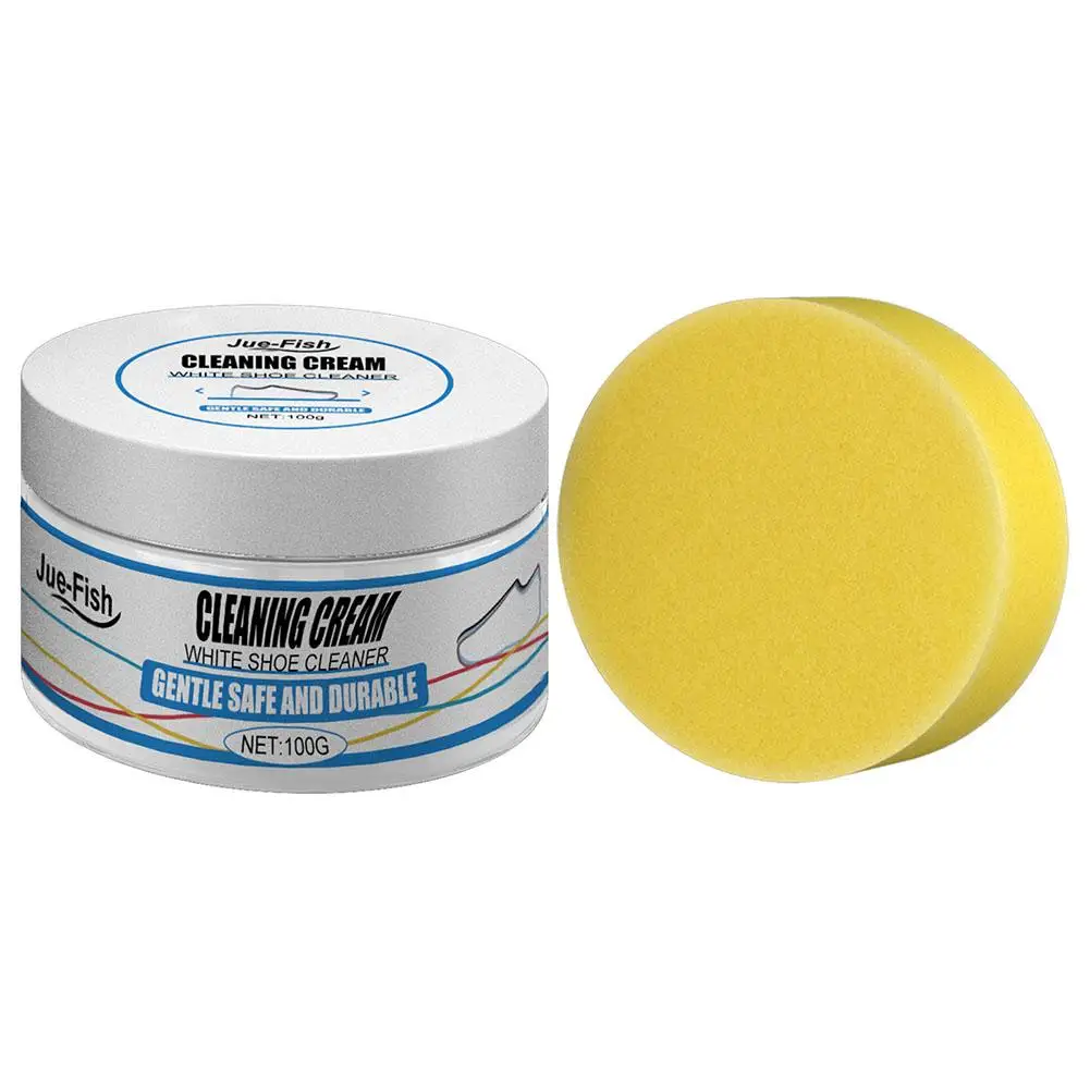 Crema blanca para limpieza de zapatos, eliminador de manchas de zapatos, 100g, blanqueador, todo uso, crema para Interior de coche, Cle E0F1