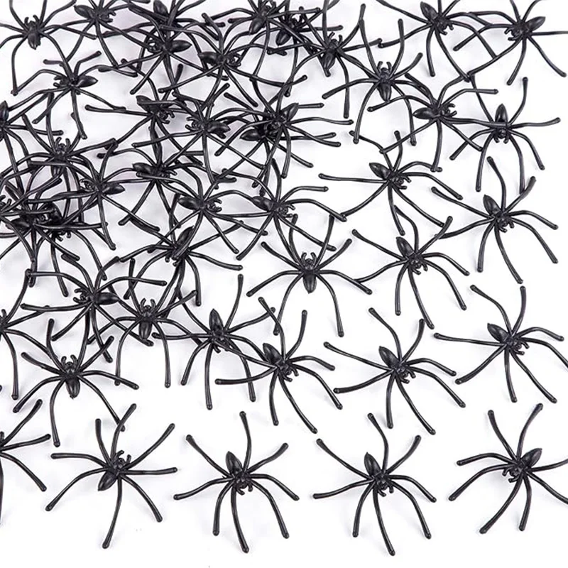 4,5x5cm Künstliche Plastikspinnen Mini-Spinnen Schwarze Fake-Spinnen Halloween-Scherzartikel für Halloween DIY Partydekoration
