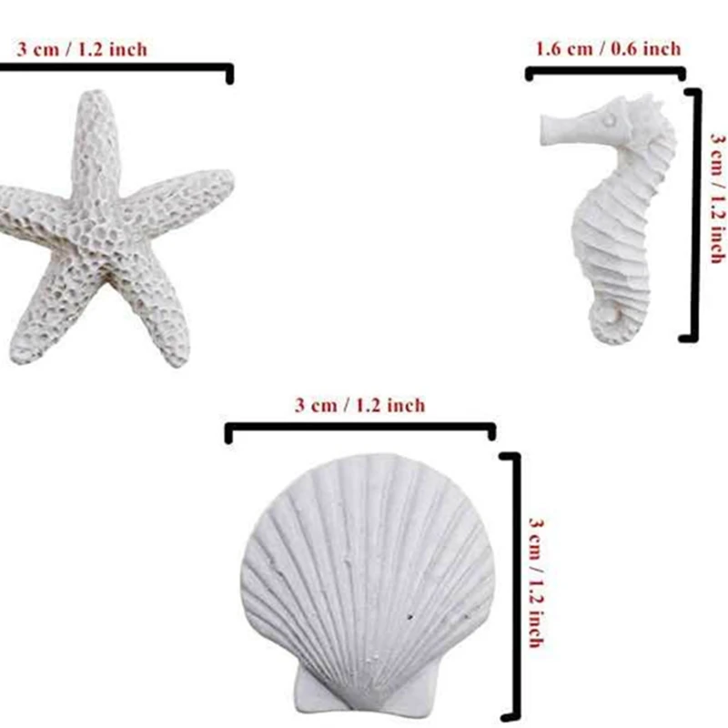 6Pcs Simulation Fish Tank Decoration Resin Starfish Seahorse Sea Bass Aquarium Scenery Ornament