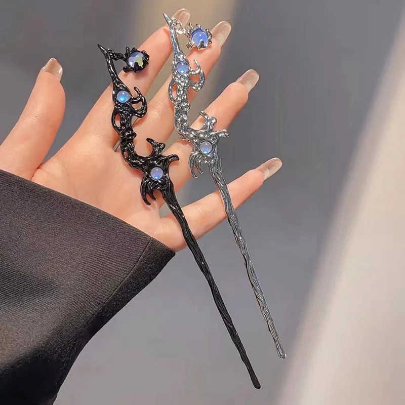 vintage moonstone hair sticks chinese style simple hair chopstick hairpins disk sticks hairclips women jewelry hair accessories