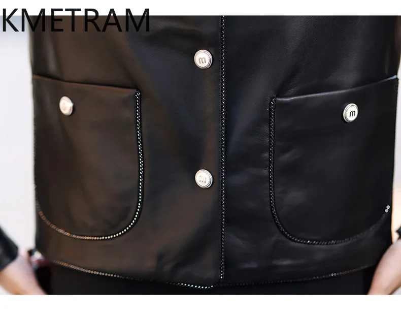 Giacca in pelle di pecora naturale al 100% Donna Giacche corte nere in vera pelle Novità in capispalla Abiti autunnali 2025 Donna дубл Sbianка