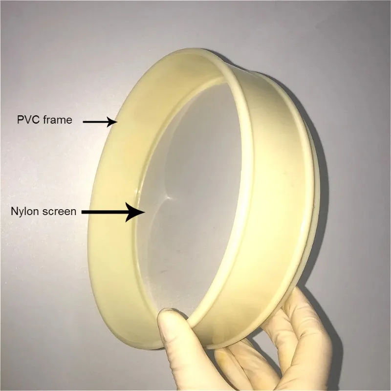 Plastic Sieve Standard Inspection Test Sampling Sieve Plastic (PVC) Frame Nylon Screen Diam. 20 cm Aperture 0.0385 mm / 400 Mesh