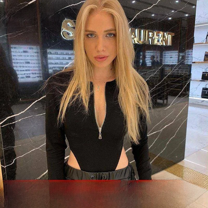 

Sexy Long Sve Slim Women's Jumpsuit Street Sle Low Waist Cotton Fabric Spring 2023 Pencil Pants ort Length