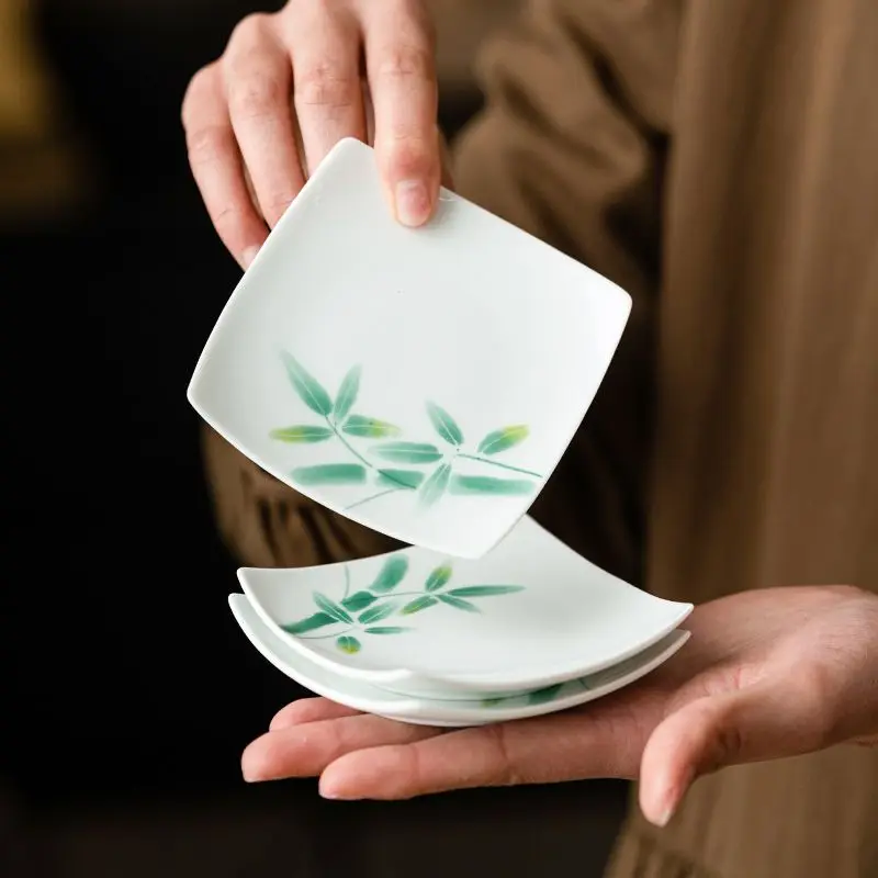 

Hand Drawn Bamboo Square Coaster, Anti Slip And Heat-Insulating Pad, Ceramic Tea Tray, Cup Holder