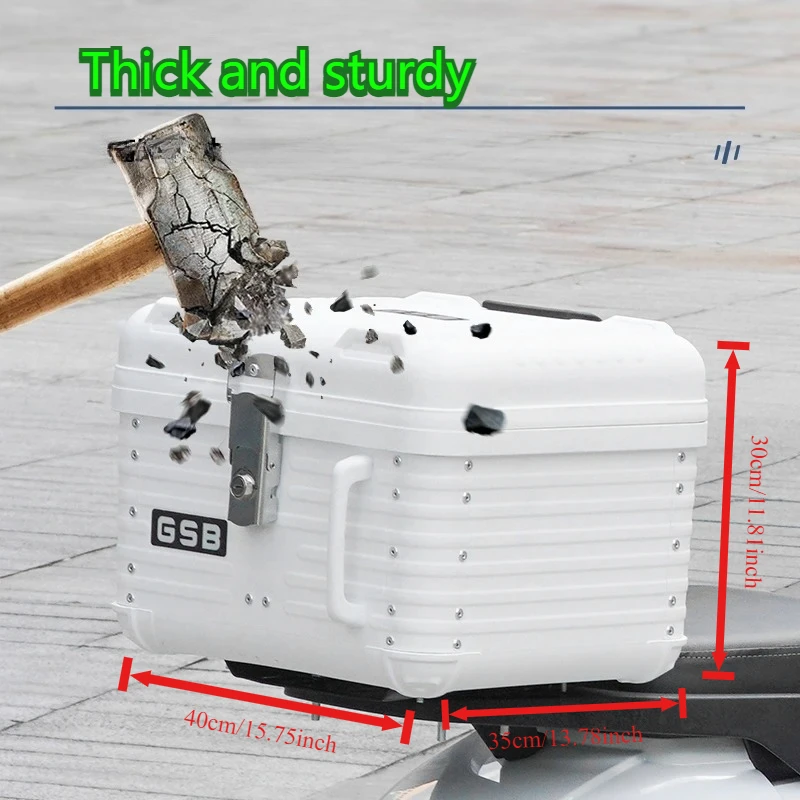 

GSB Round Corner Motorcycle PP Material Trunk Scooter Electric Vehicle Universal Trunk Toolbox Waterproof Tail Box