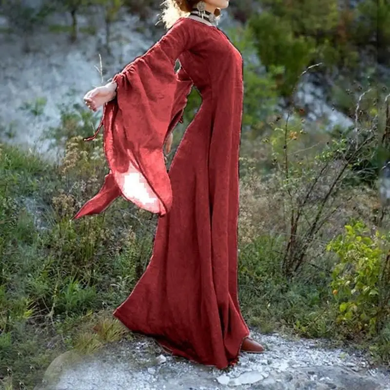 Nowa damska spódnica maxi na Halloween, z wysokim stanem, długa, pojedyncza, okrągła, jednolita, letnia sukienka 208