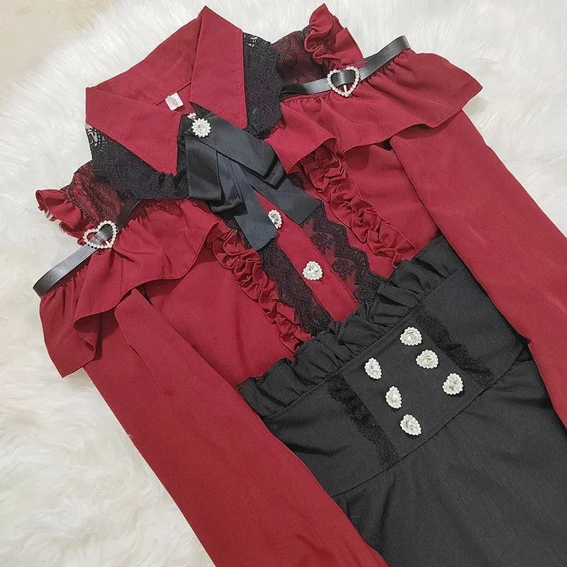 

Kawaii Women Shirts Jirai Kei Lolita Y2K Cute Japanese Style Blouse Elegant Long Sleeve Sweet Tops Casual Aesthetic Shirt 2024