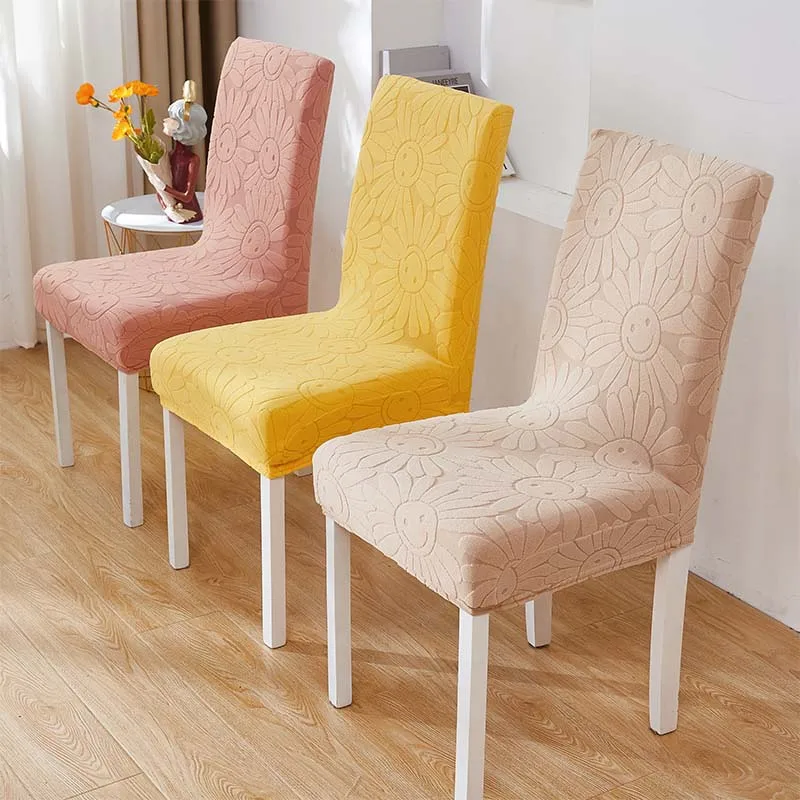 Embossed Stretch Dining Chair Cover With Back Jacquard Velvet Covers For Chairs For Kitchen Extensible Cover Chairs Wedding Home