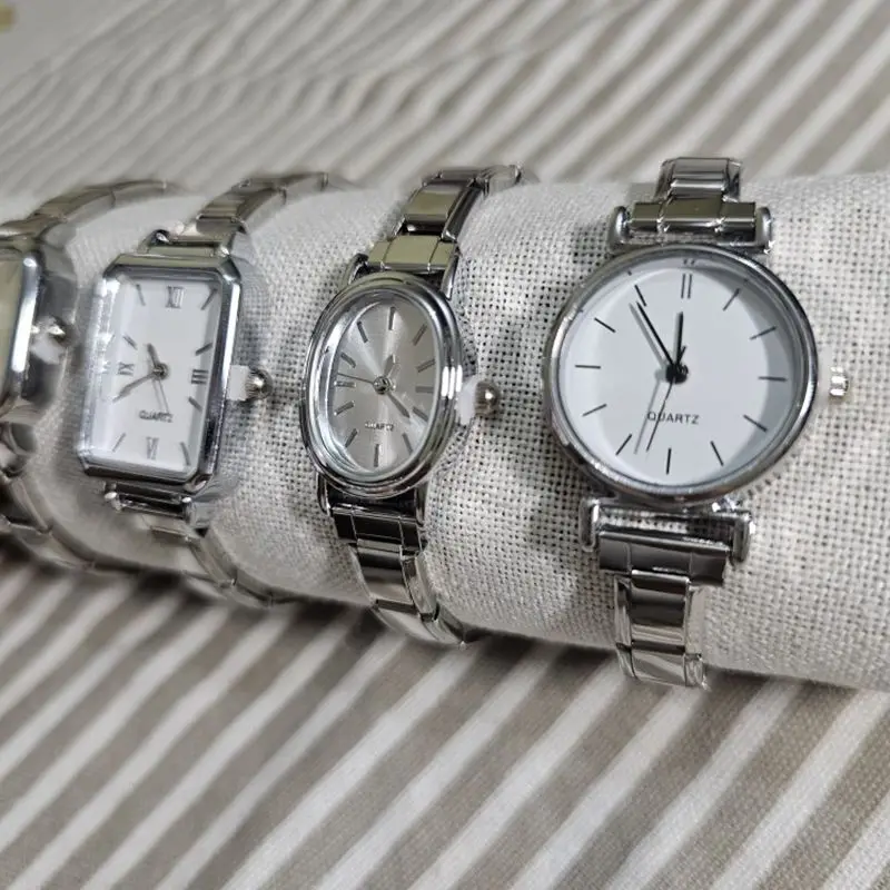 Mode 1PC Männer frauen Edelstahl Runde Einfache Uhr Armband Armreif Für Freund Frau Geburtstag Geschenk Schmuck