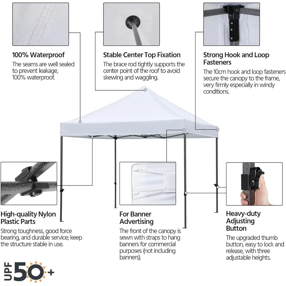 Barraca de dossel, dossel resistente instantâneo comercial, barraca de dossel ajustável impermeável 500D