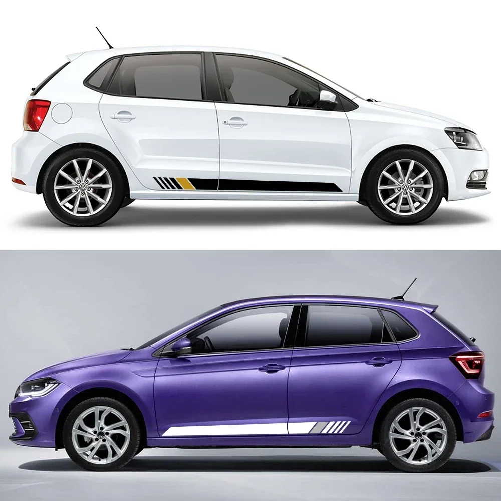 2PCS Racing Style Car Side Stickers Auto Tuning Modification PVC Decals For VW Volkswagen Polo 6R 6C 9N 9N2 9J Car Accessories view 4