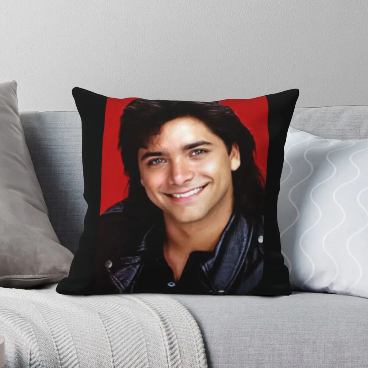 Full House Jesse Katsopolis Square Pillowcase Polyester Linen Velvet Creative Zip Decor Throw Pillow Case Home Cushion Case 18