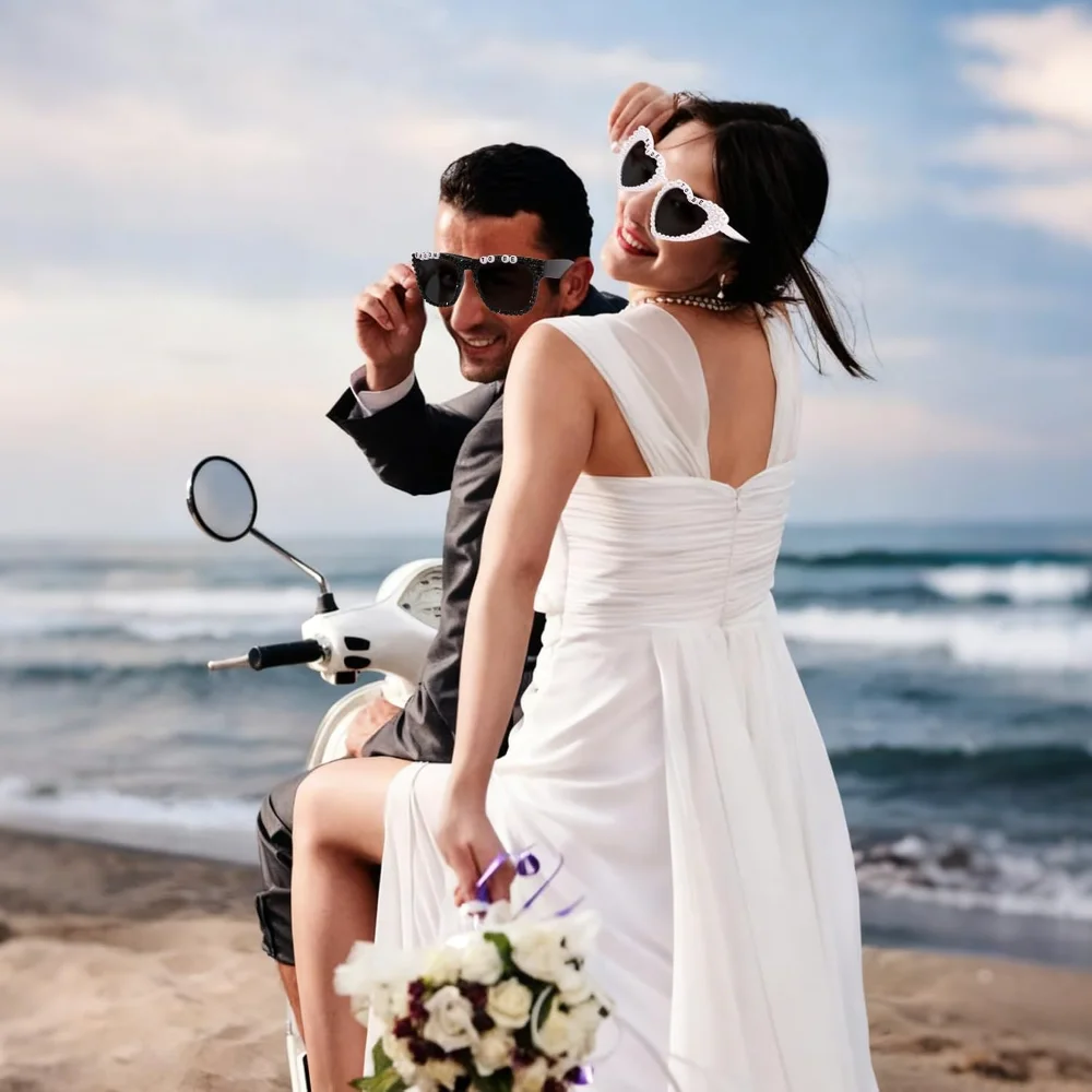 Braut- und Bräutigam-Sonnenbrillen für Hochzeit, Junggesellenabschied, Verlobungsfeier und Brautparty, Foto-Requisiten und Accessoires – Detail 2