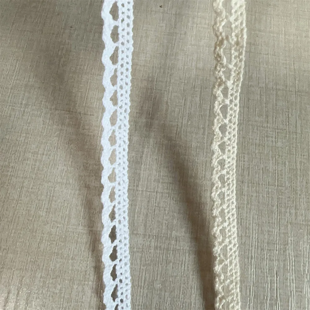 

Wide 9mm 500yards White Cotton Lace Trim Custom Water Soluble Border Lace for Garment