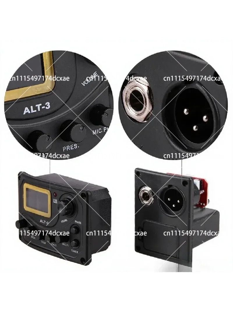 Acoustic Guitar Pickup Tuner 5-Band EQ Equalizer Preamp Piezo Pre-Amp Amplifier System with Volume Knob LCD Display