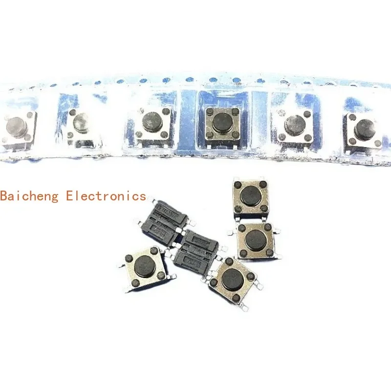 500PCS Braided high-temperature resistant patch 4-pin 6 * 6 * 4.3, lightly touch micro button switch, normally open reset