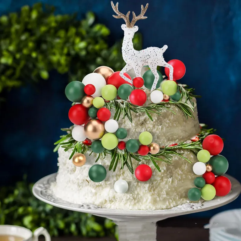 10 قطعة الكرة الملونة كعكة عيد ميلاد سعيد توبر 3 سنتيمتر متجمد كرات الاطفال حفلة عيد الميلاد هدية كعكة توبر الزفاف الحلوى الديكور #6