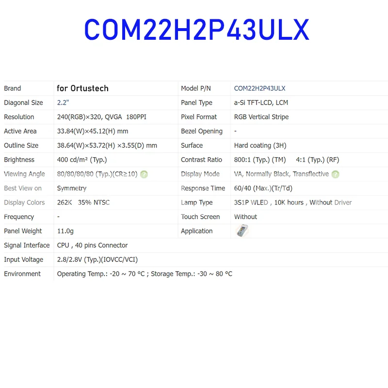 COM22H2P43ULX 2.2 3,5 дюйма Оригинальный ЖК панель экрана дисплея для Ortustech абсолютно новая и Быстрая доставка 100% протестирована