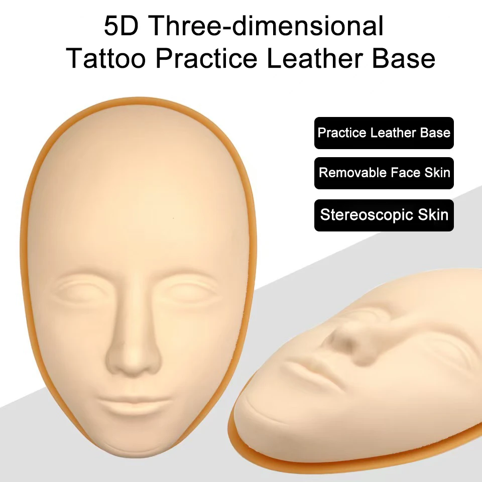 5D Tattoo Practice Mask Beginner Set Silicone Artificial Human Skin Eyebrow Lip Eyeliner Practice Skin Human Skin with Base