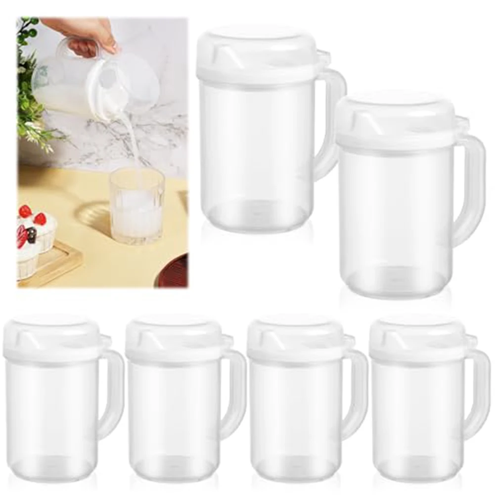 6pcs Small Plastic Pitchers 20oz White Pouring Cups For Educational Settings For Early Learning Development