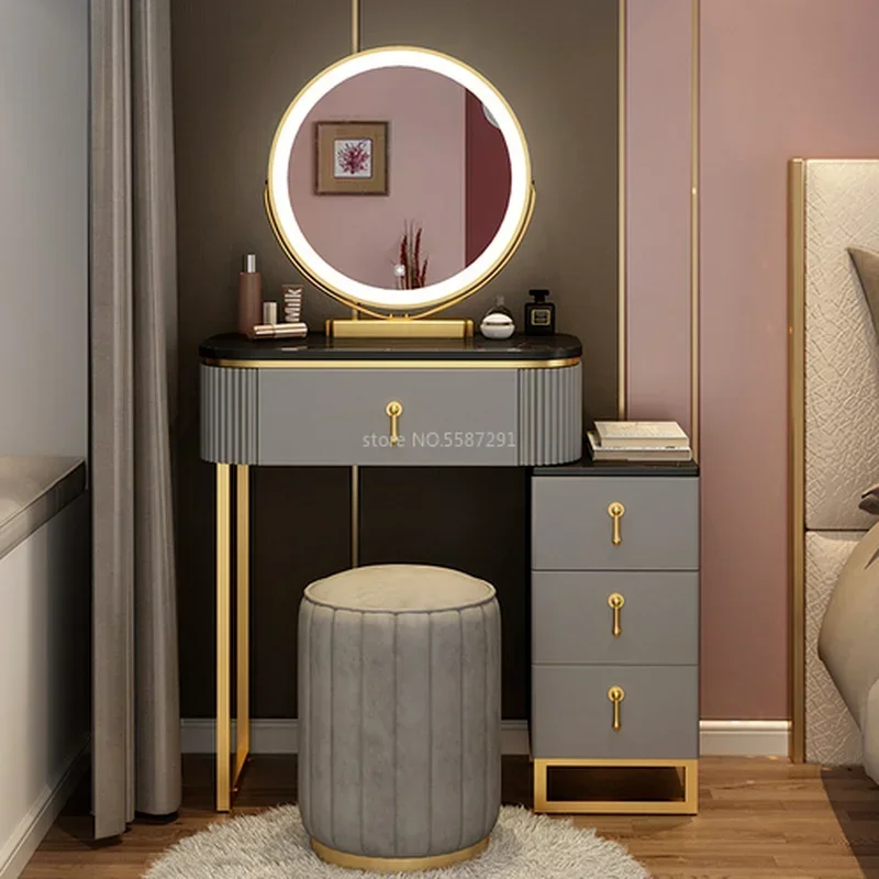 Light Mirror Vanity Table Luxury Mid Century Modern Console Dressing Table Big Organizer Service Penteadeira Home Furniture